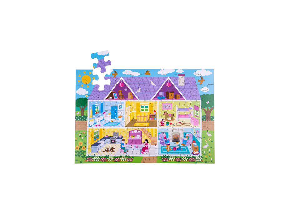 Bigjigs Toys Podlahové puzzle Domček 48 dielikov