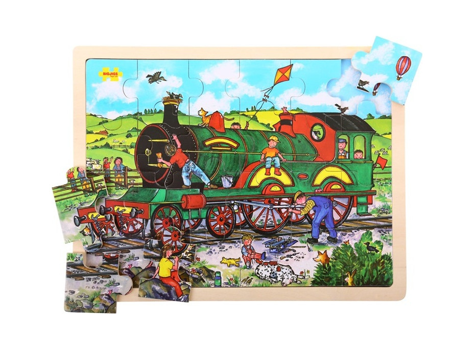 Bigjigs Toys Drevené puzzle vlak 24 dielikov