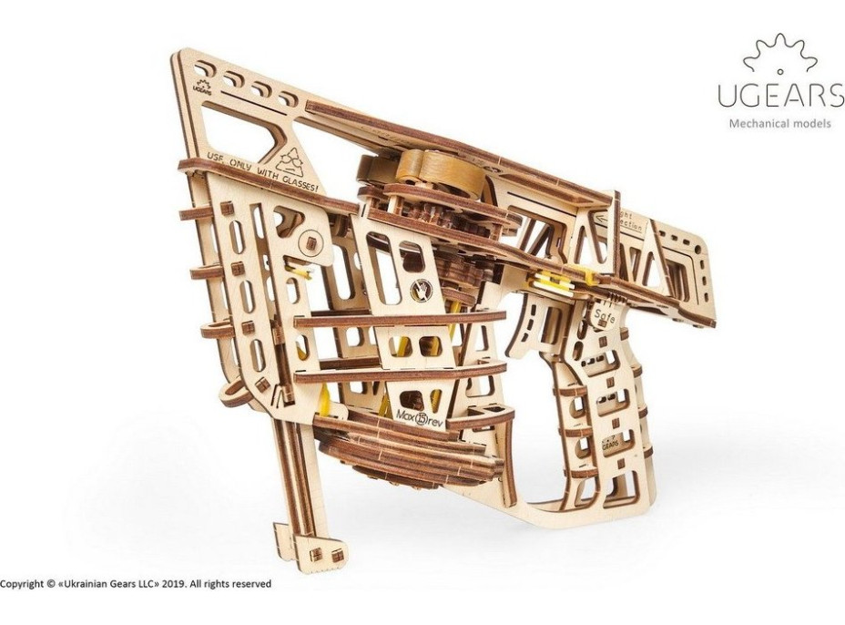 Ugears 3D drevené mechanické puzzle Vystreľovacie lietadlo