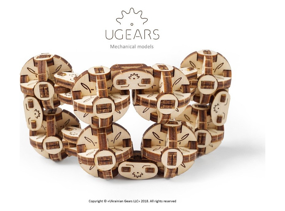 Ugears 3D drevené mechanické puzzle Kocka Flexi