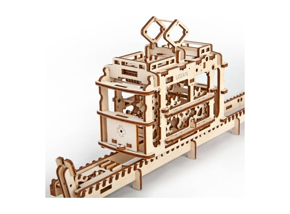 Ugears 3D drevené mechanické puzzle Kabínová lanovka s traťou