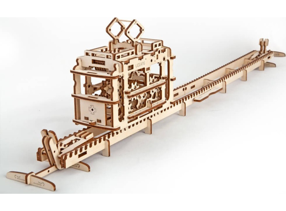 Ugears 3D drevené mechanické puzzle Kabínová lanovka s traťou