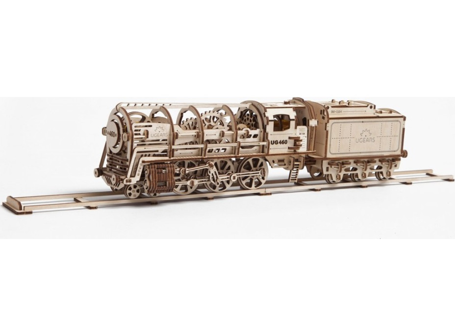 Ugears 3D drevené mechanické puzzle Parná lokomotíva 4-6-0 s tendrem