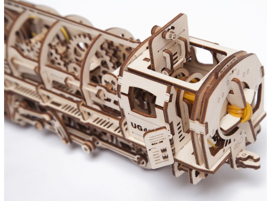 Ugears 3D drevené mechanické puzzle Parná lokomotíva 4-6-0 s tendrem