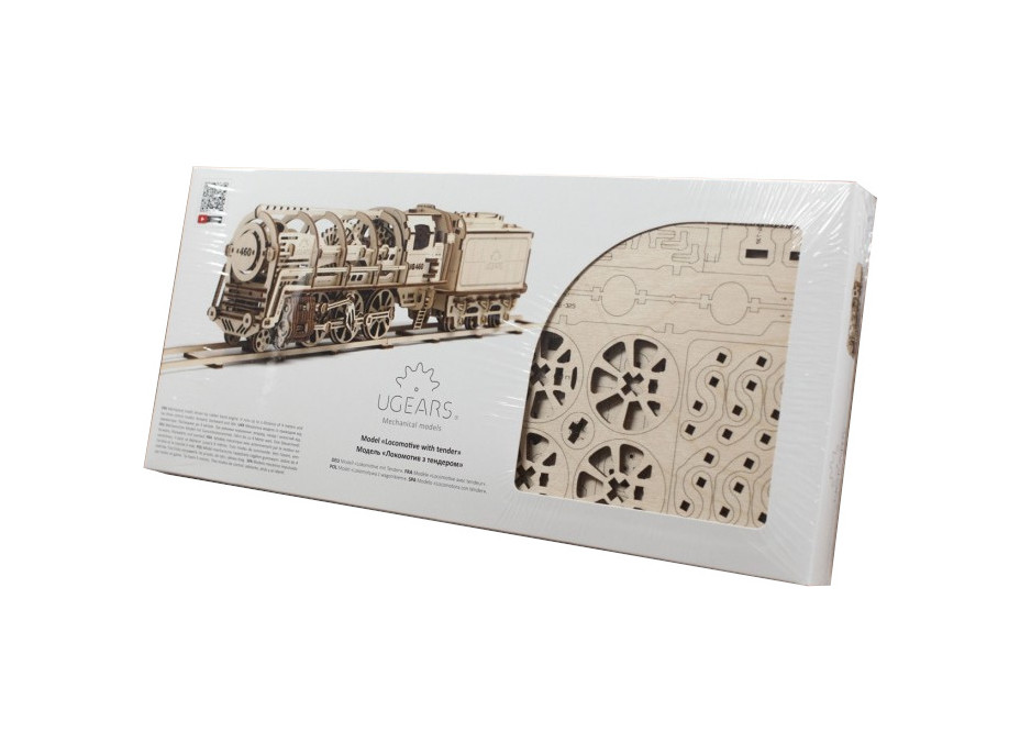 Ugears 3D drevené mechanické puzzle Parná lokomotíva 4-6-0 s tendrem