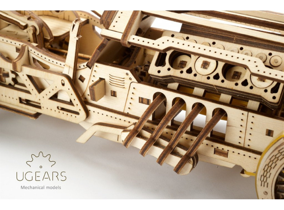 Ugears 3D drevené mechanické puzzle U9 Auto (Grand Prix)