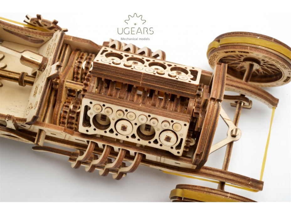 Ugears 3D drevené mechanické puzzle U9 Auto (Grand Prix)