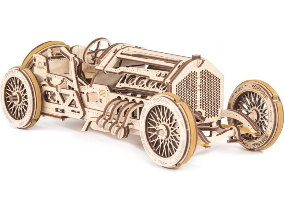 Ugears 3D drevené mechanické puzzle U9 Auto (Grand Prix)