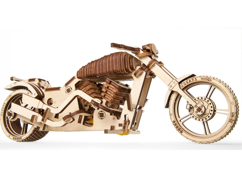 Ugears 3D drevené mechanické puzzle VM-02 Motorka (chopper)