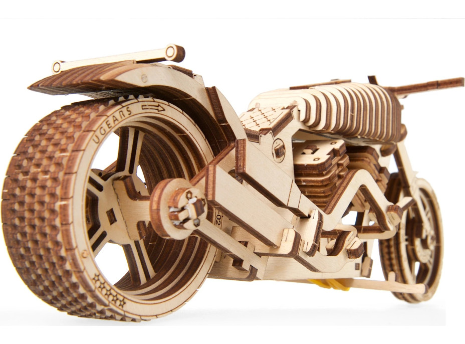 Ugears 3D drevené mechanické puzzle VM-02 Motorka (chopper)