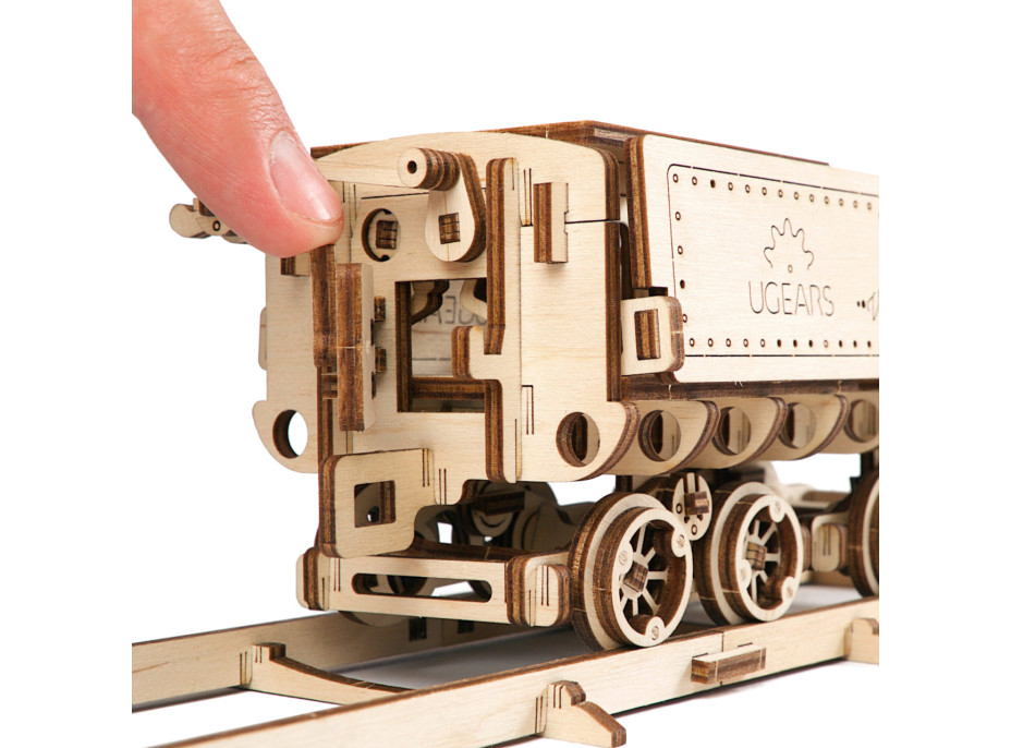 Ugears 3D drevené mechanické puzzle V-Express parná lokomotíva 4-6-2 s tendrem