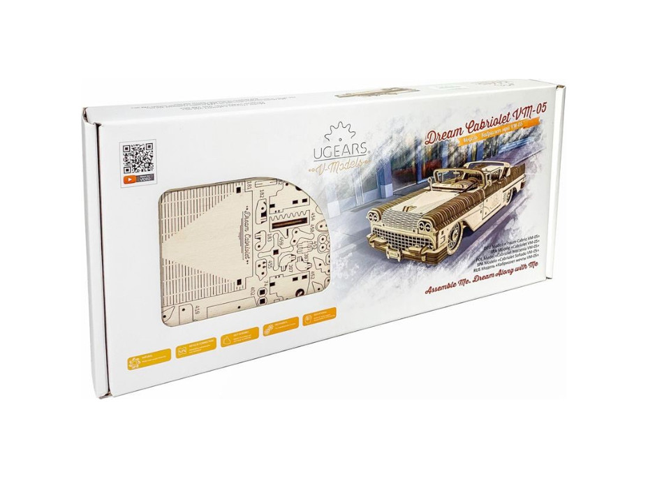 Ugears 3D drevené mechanické puzzle VM-05 Auto (50&#39;s convertible)