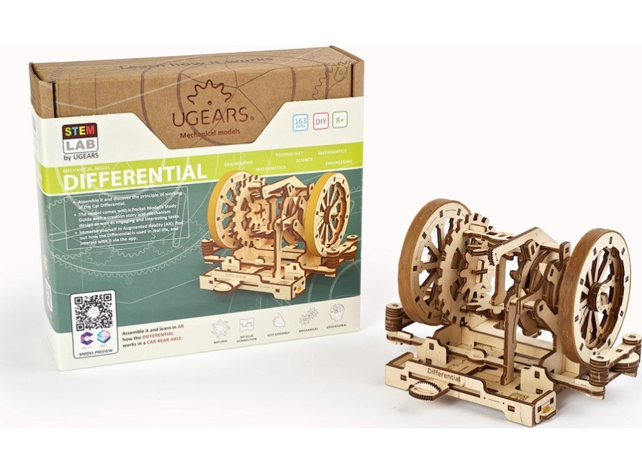 Ugears 3D drevené mechanické puzzle STEM výukový diferenciál