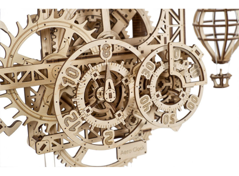 Ugears 3D drevené mechanické puzzle Nástenné hodiny Aero - poškodený obal