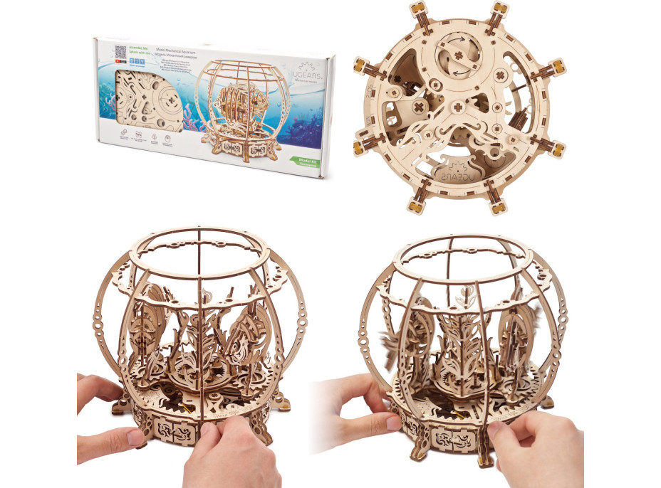 Ugears 3D drevené mechanické puzzle Mechanické akvárium