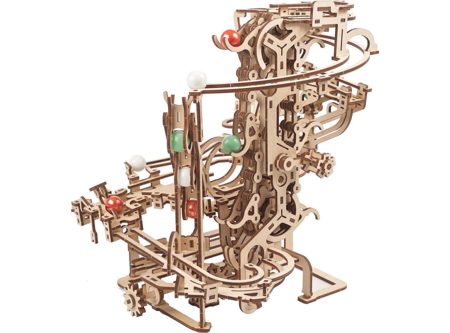 Ugears 3D drevené mechanické puzzle Guličková dráha reťazová