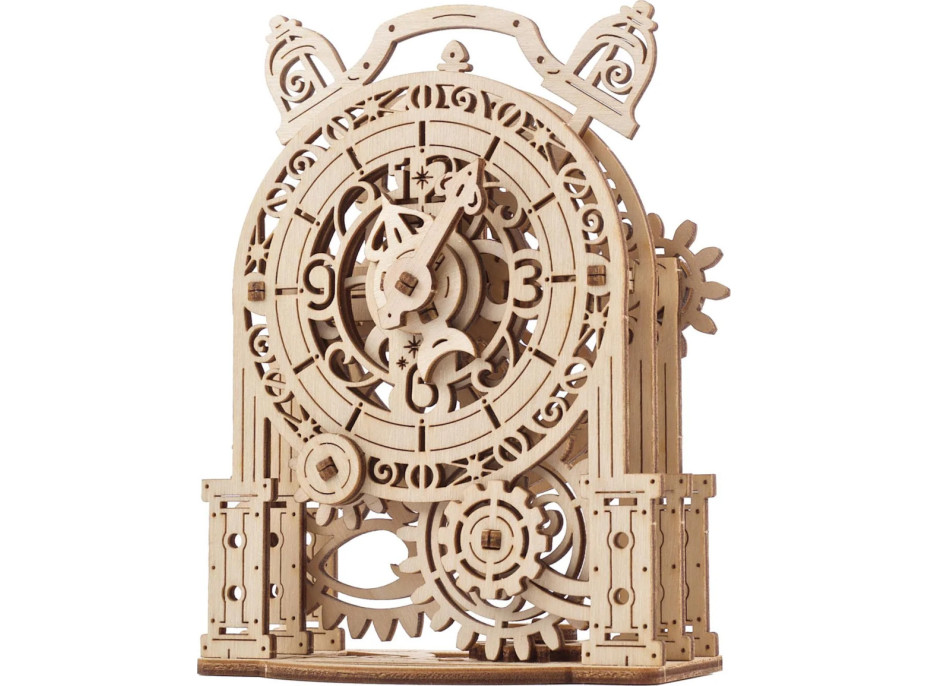 Ugears 3D drevené mechanické puzzle Dekoračný budík