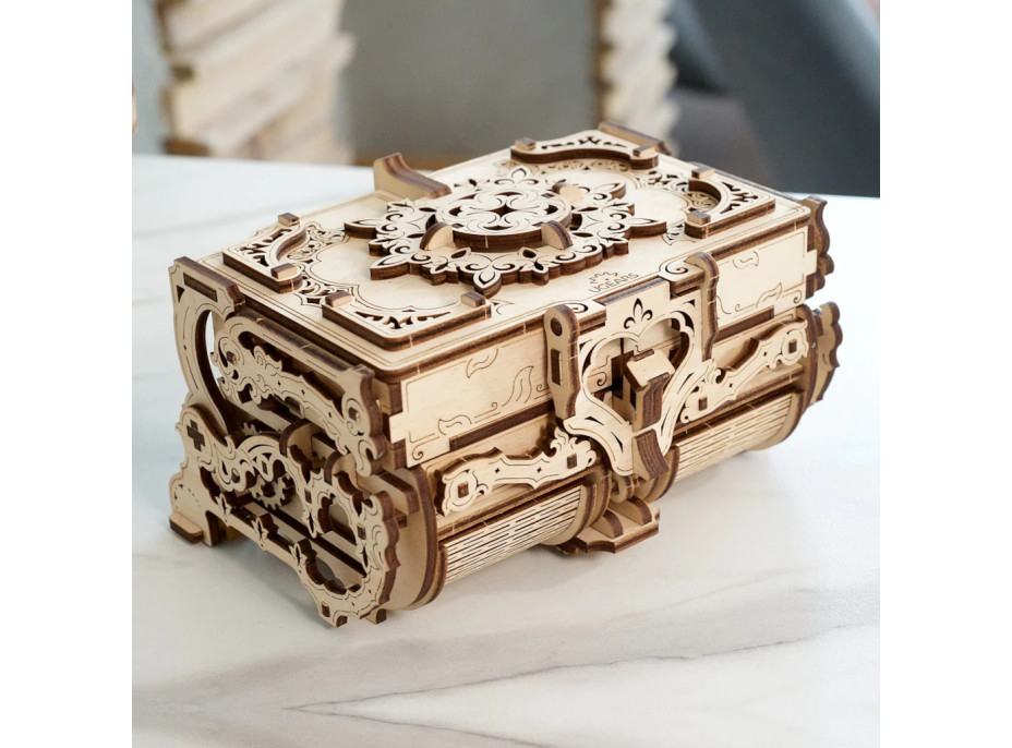 Ugears 3D drevené mechanické puzzle Starožitná šperkovnica