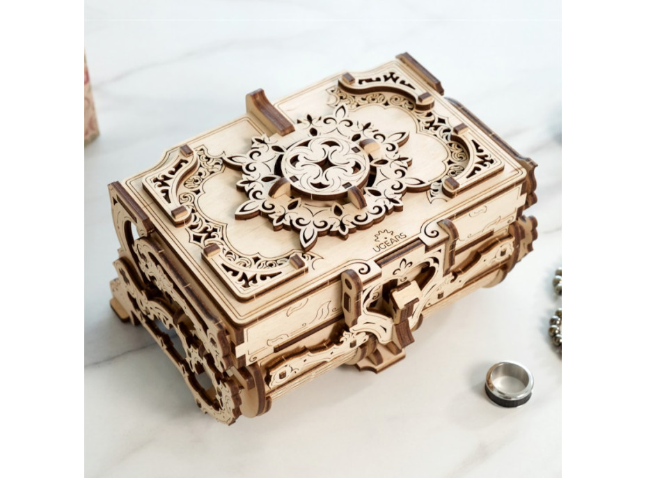 Ugears 3D drevené mechanické puzzle Starožitná šperkovnica