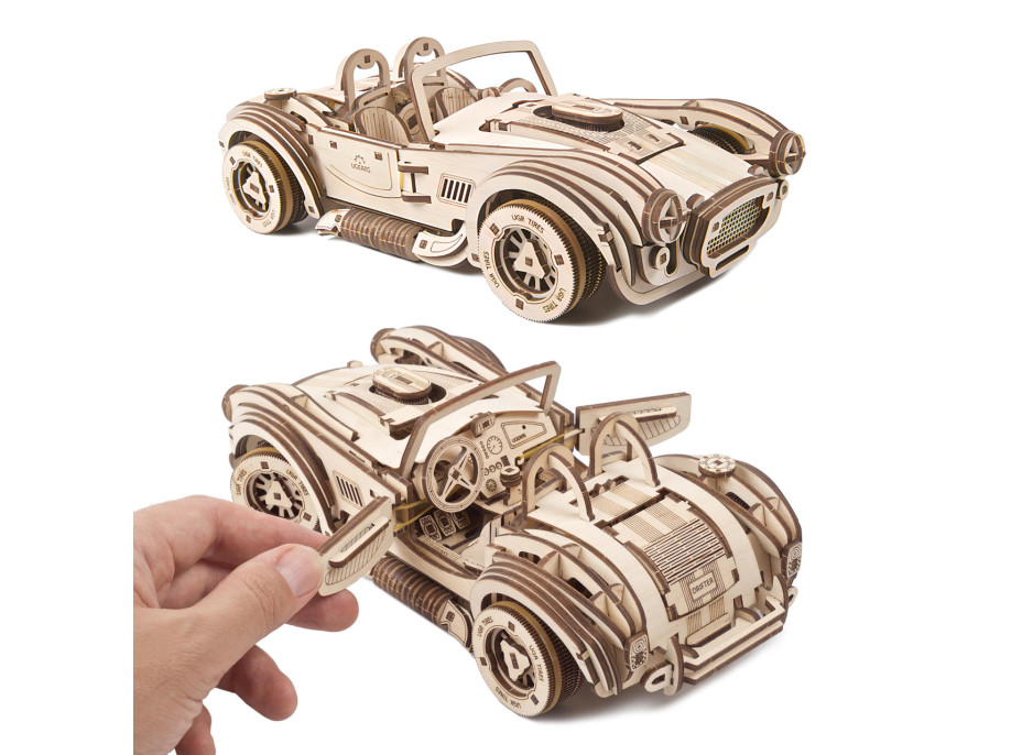 Ugears 3D drevené mechanické puzzle Driftujúce pretekár Cobra