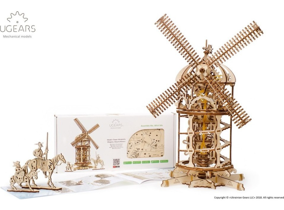 Ugears 3D drevené mechanické puzzle Veterný mlyn