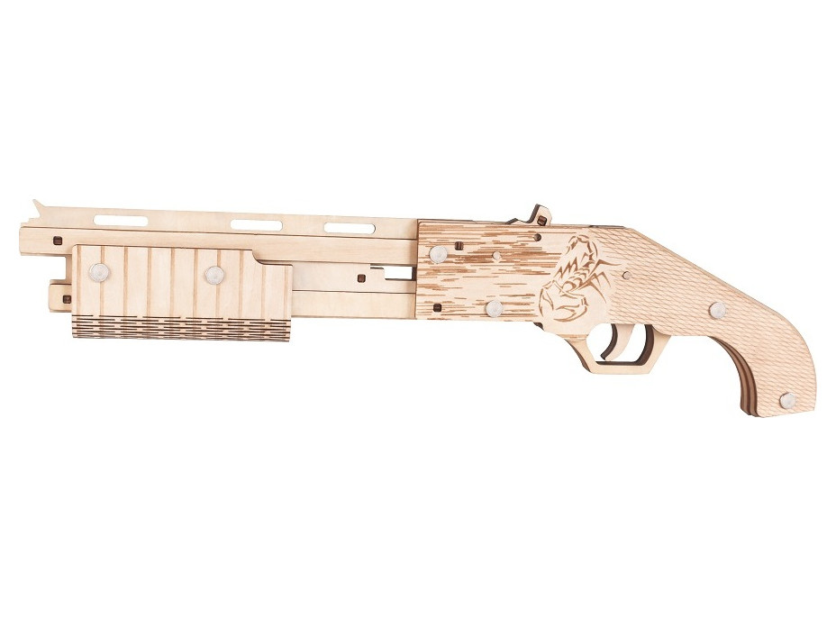 Woodcraft Drevené 3D puzzle Zbraň na gumičky Mossberg