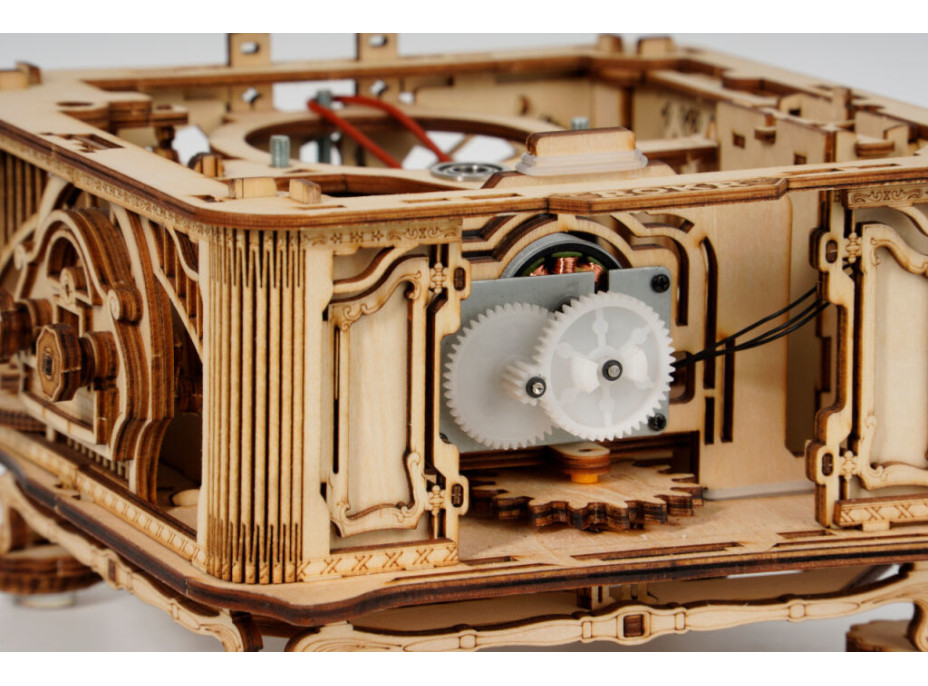 RoboTime 3D drevené mechanické puzzle Gramofón (elektrický pohon) Poškodený obal