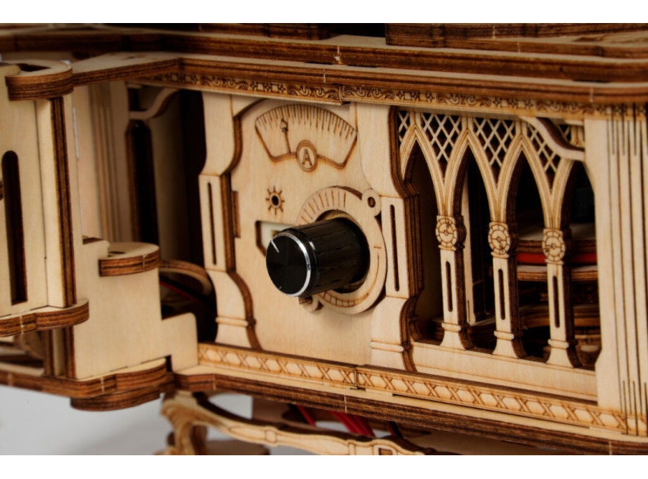 RoboTime 3D drevené mechanické puzzle Gramofón (ručný pohon) - poškodený obal