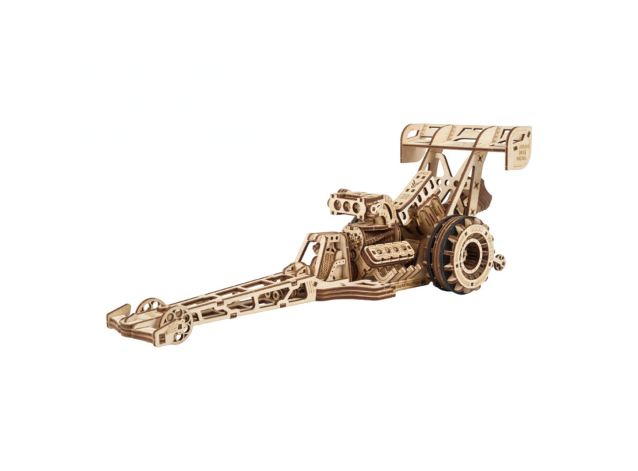 Ugears 3D drevené mechanické puzzle Závodné auto (dragster)