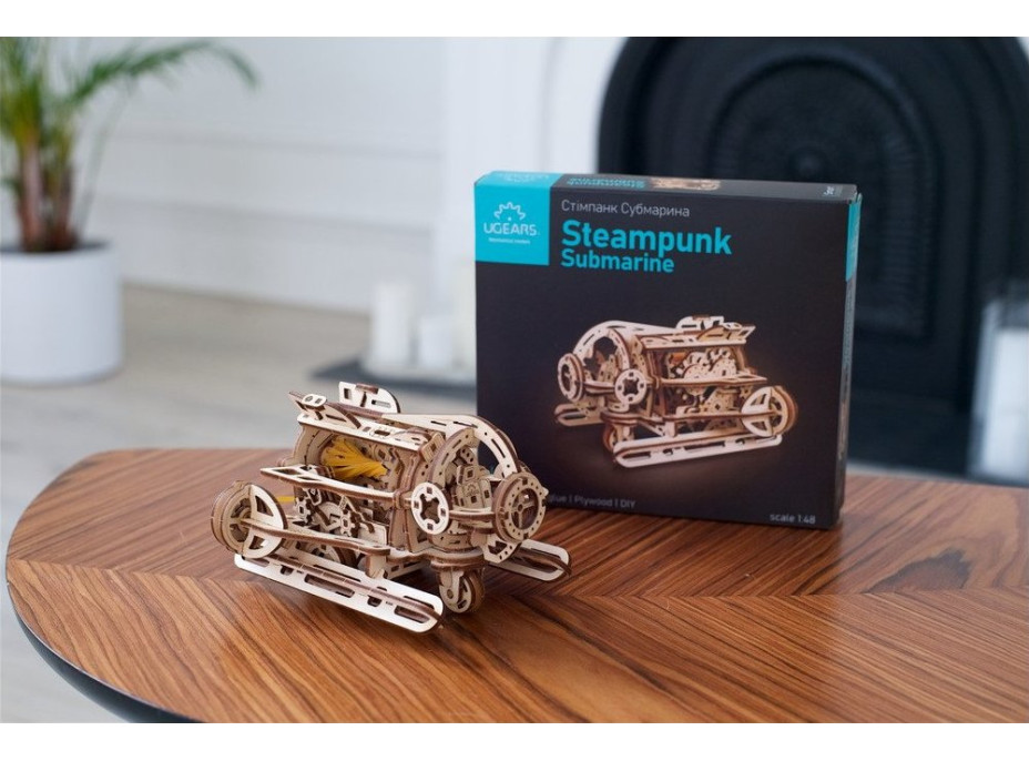 Ugears 3D drevené mechanické puzzle Steampunková ponorka