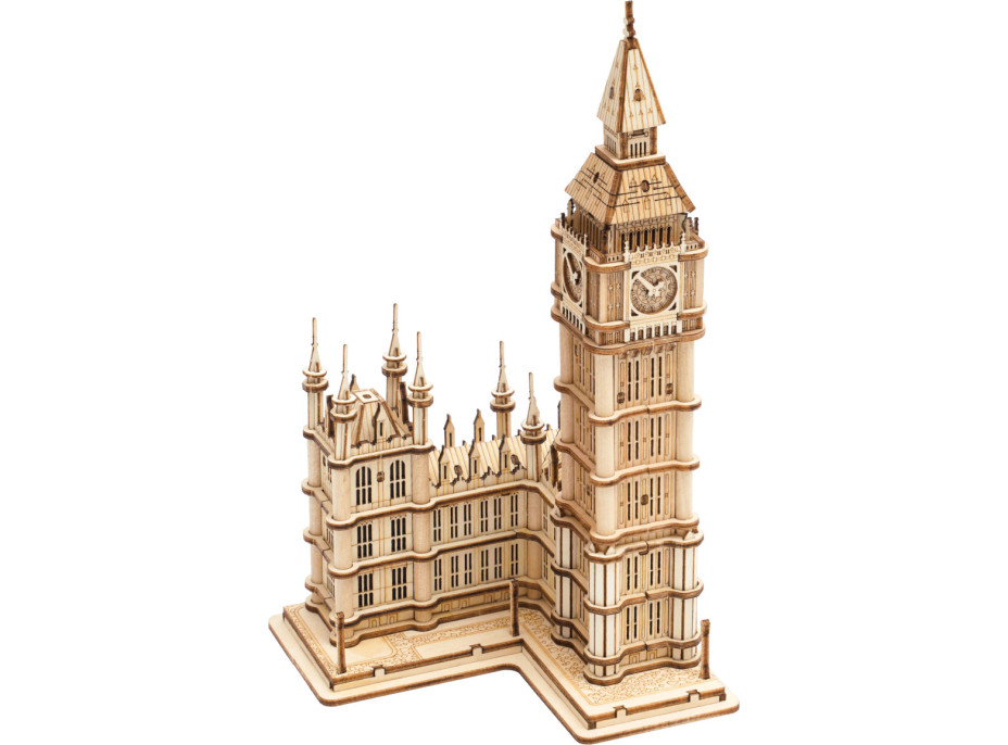 RoboTime drevené 3D puzzle hodinová veža Big Ben svietiaca