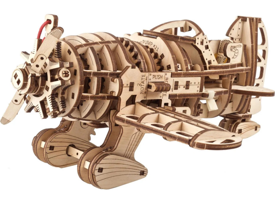 Ugears 3D drevené mechanické puzzle Lietadlo Mad Hornet