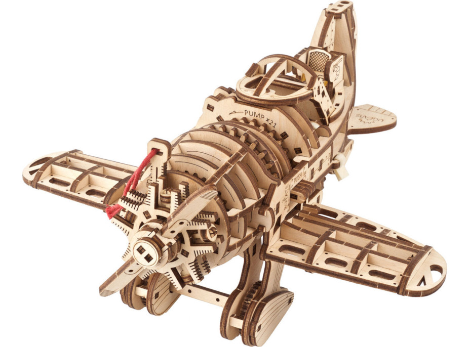 Ugears 3D drevené mechanické puzzle Lietadlo Mad Hornet