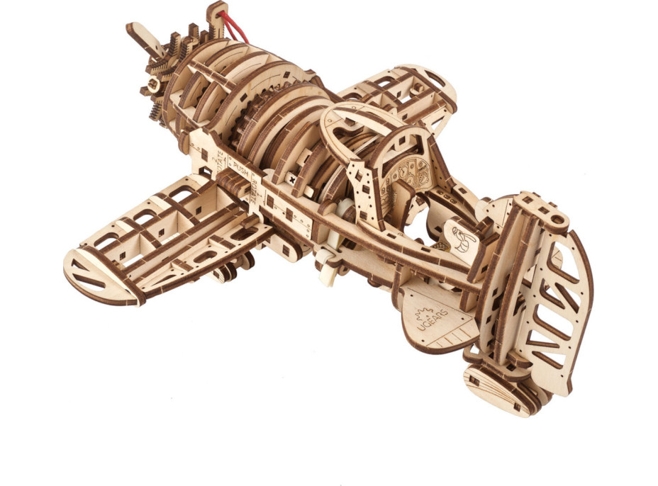 Ugears 3D drevené mechanické puzzle Lietadlo Mad Hornet