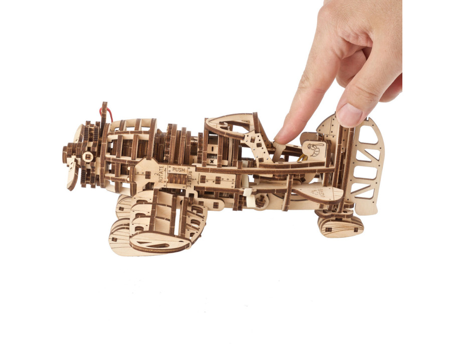 Ugears 3D drevené mechanické puzzle Lietadlo Mad Hornet