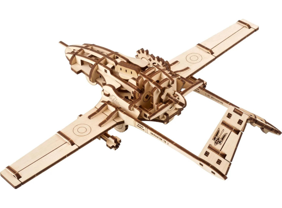 Ugears 3D drevené mechanické puzzle Bojový dron Bayraktar TB2