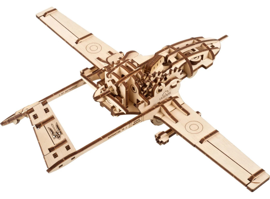 Ugears 3D drevené mechanické puzzle Bojový dron Bayraktar TB2