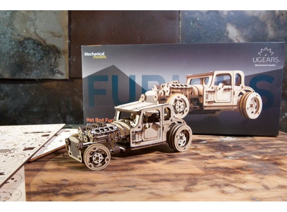 Ugears 3D drevené mechanické puzzle The Hot Rod Furious