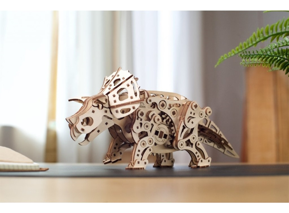 Ugears 3D drevené mechanické puzzle Triceratops