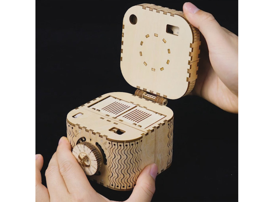 RoboTime 3D drevené mechanické puzzle Šperkovnica