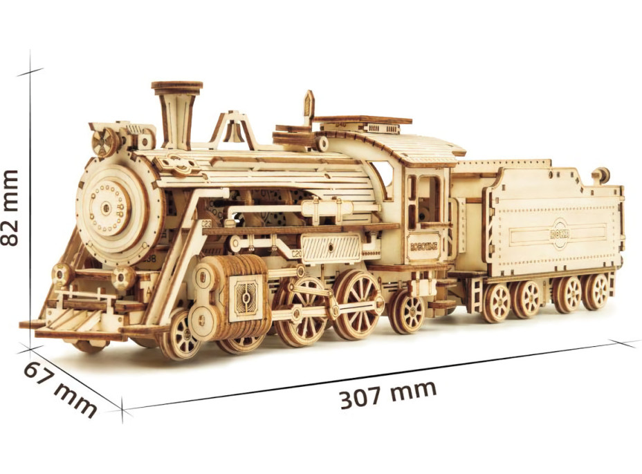 RoboTime drevené 3D puzzle Parná lokomotíva