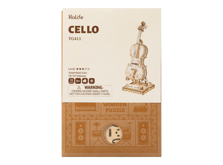 RoboTime drevené 3D puzzle Violončelo