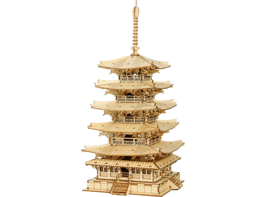 RoboTime drevené 3D puzzle Päťposchodová pagoda