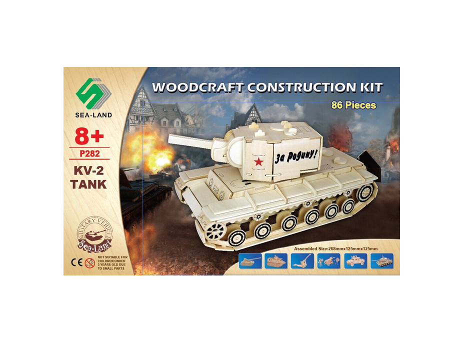 Woodcraft Drevené 3D puzzle tank KV 2