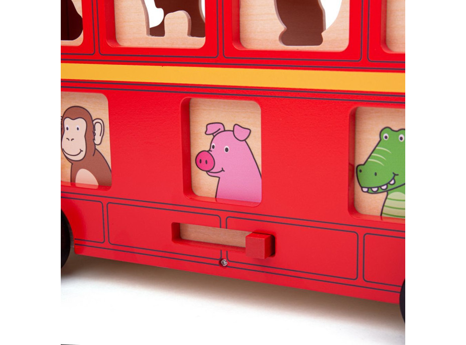 Bigjigs Toys Drevený autobus so zvieratkami