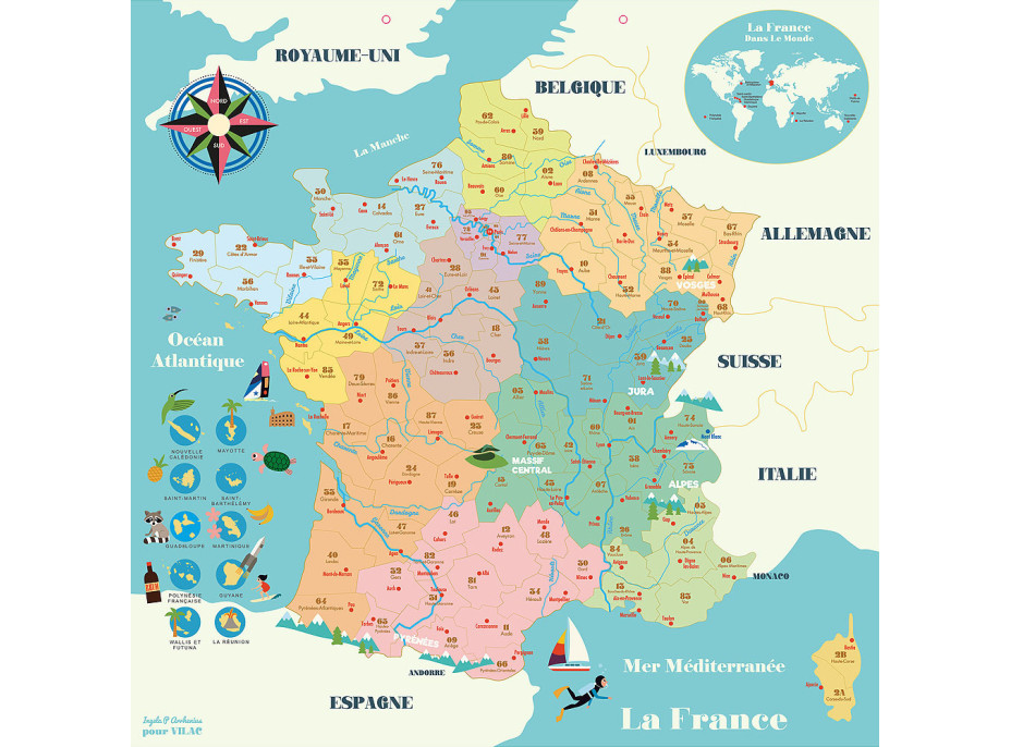 Vilac Magnetická mapa Francúzsko