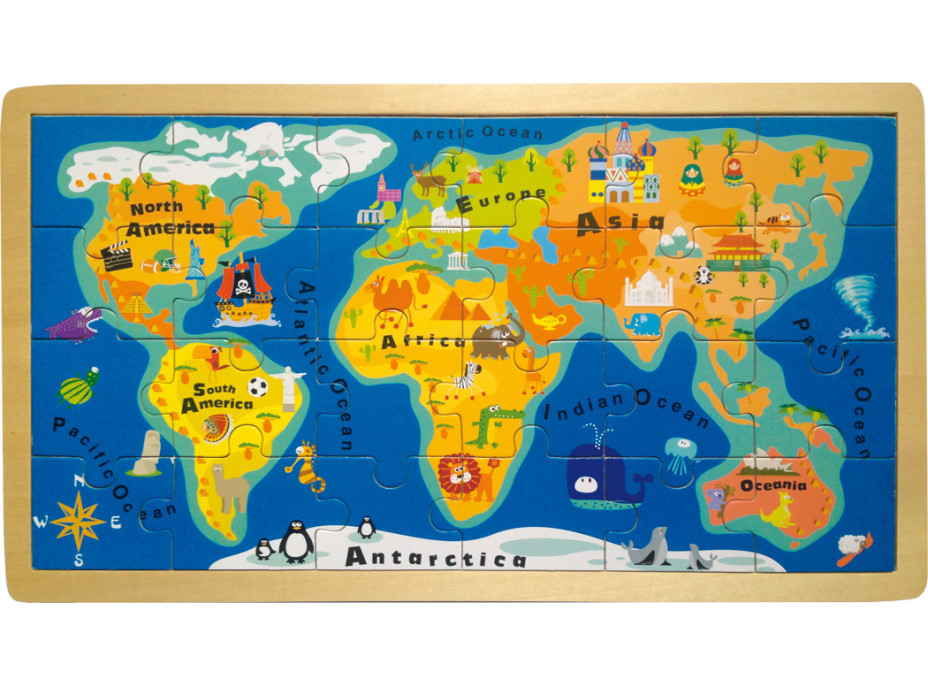 small foot Vkladacie puzzle jednoduchá veľká mapa sveta