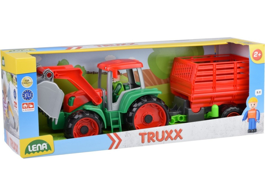 Lena Truxx Traktor s vlekom na seno, ozdobný kartón