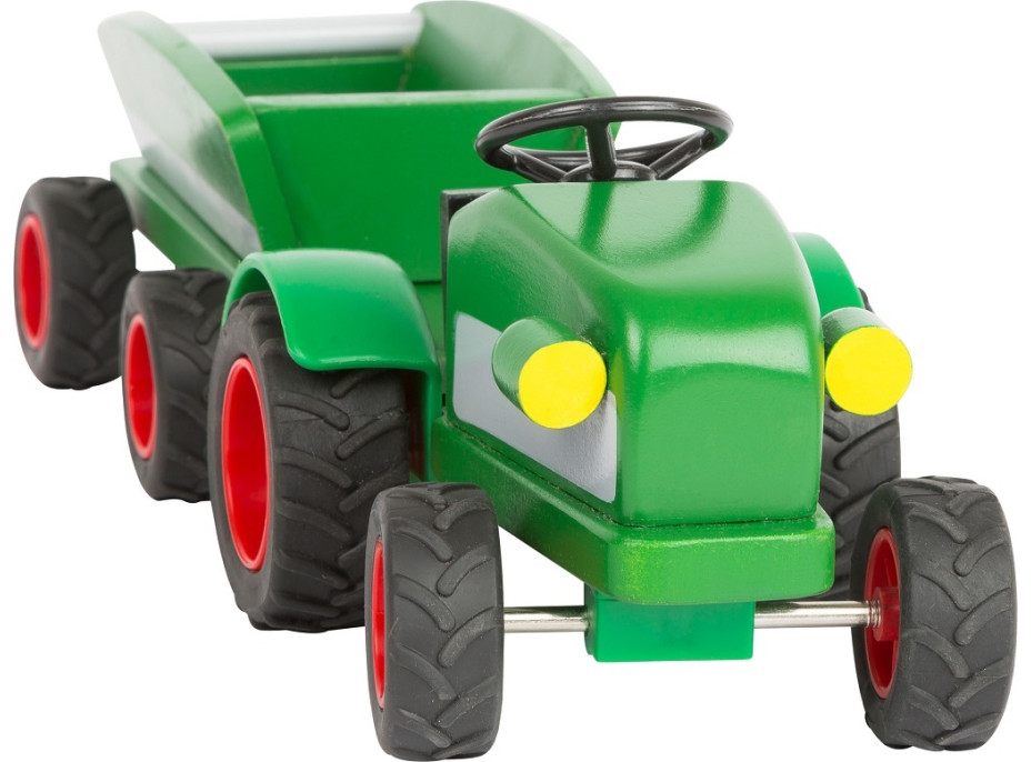 small foot Drevený traktor s vlečkou zelený