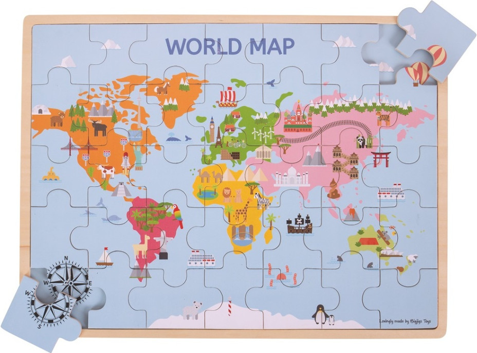 Bigjigs Toys Drevená puzzle mapa sveta